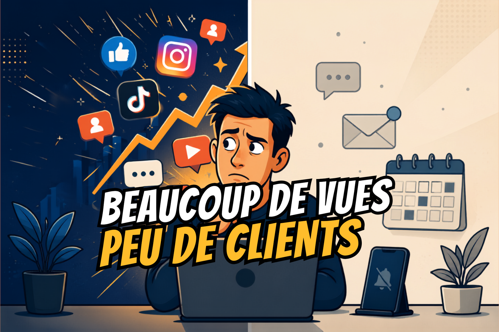 Indépendant visible en ligne mais recevant peu de demandes clients, illustration du décalage entre visibilité et conversion